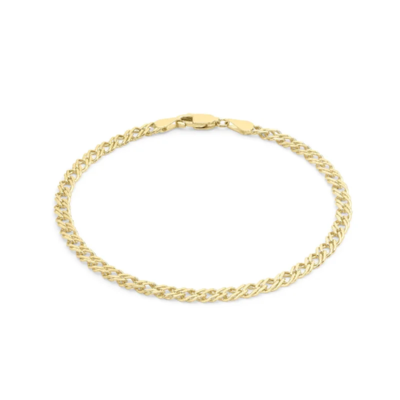 9K Yellow Gold Double Curb Chain Bracelet/ 7'