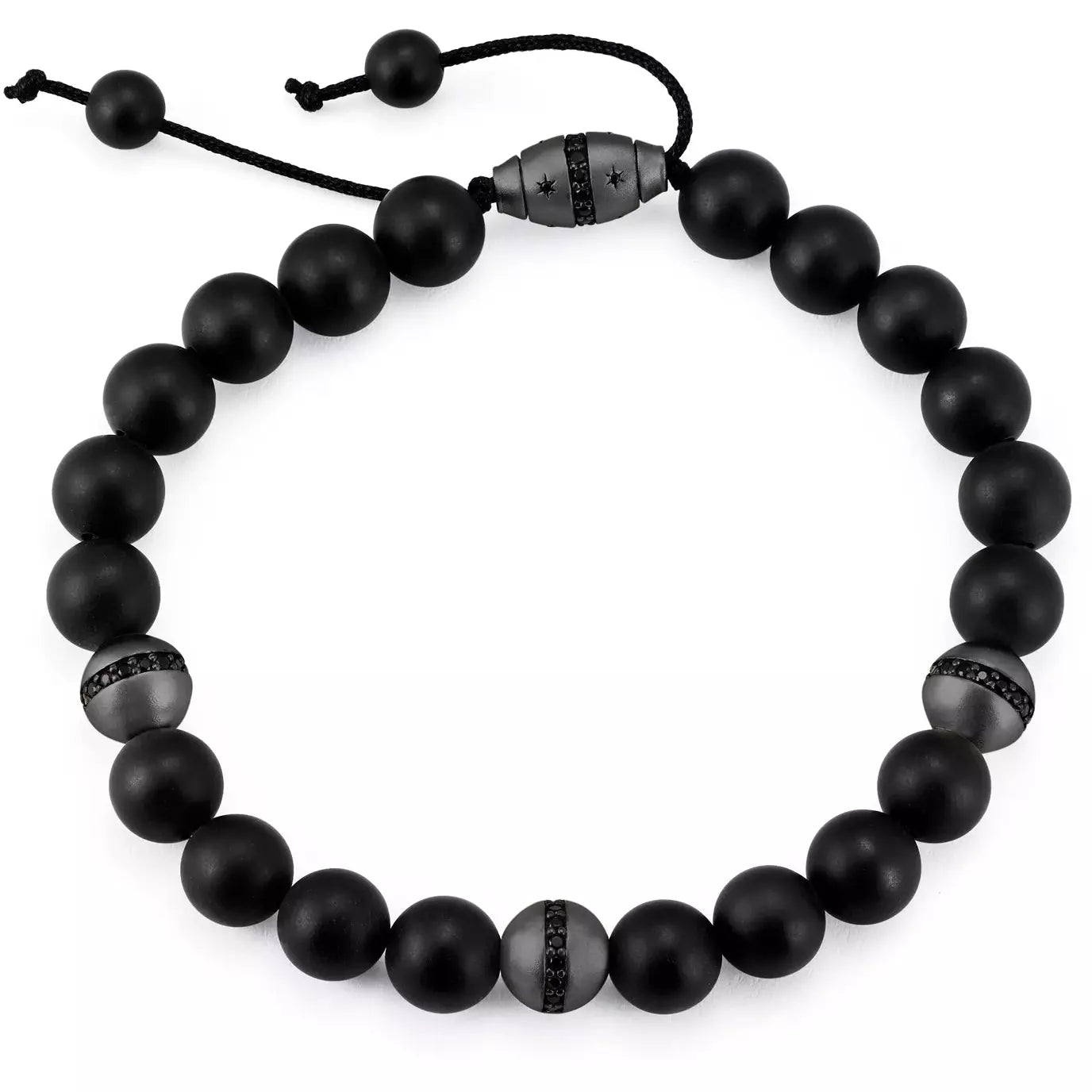 CRISLU Mens Black Beaded Bracelet  Finished in  Black Rhodium