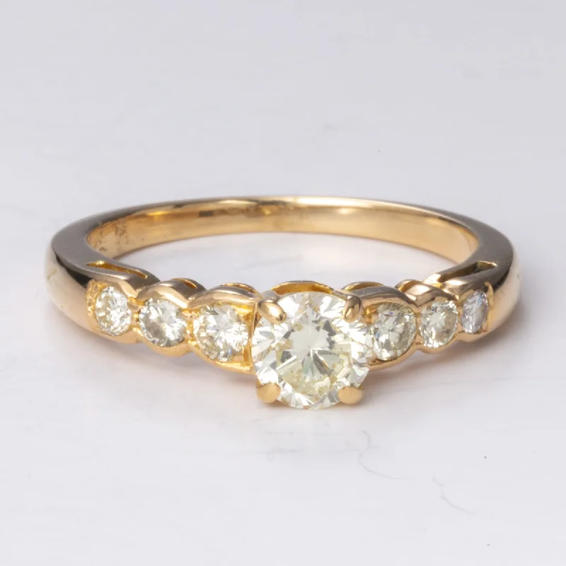 18k Yellow Gold Fancy Design Ring | 1.07 ctw | Sz 8