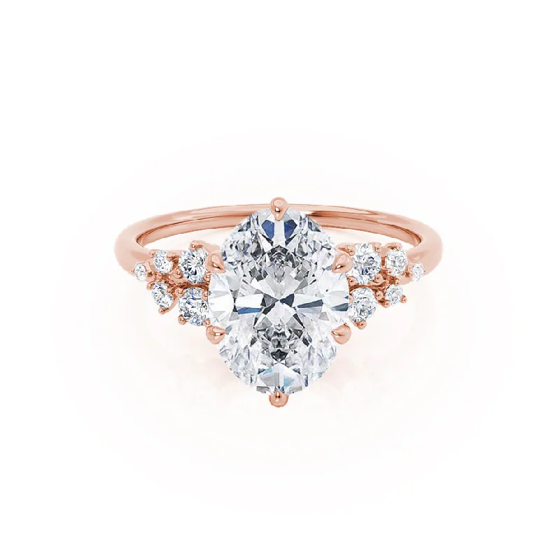 alternative gemstone engagement rings -2.52 CT Oval Shaped Moissanite Cluster Style Engagement Ring