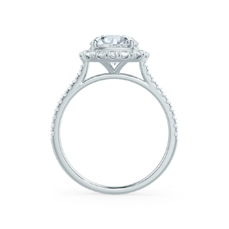 elegant princess cut engagement rings -1.0 CT Round Shaped Moissanite Halo Style Engagement Ring