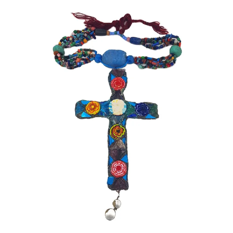 classic necklaces for women -TURQUOISE CROSS STATEMENT NECKLACE - SWEETIE PIE