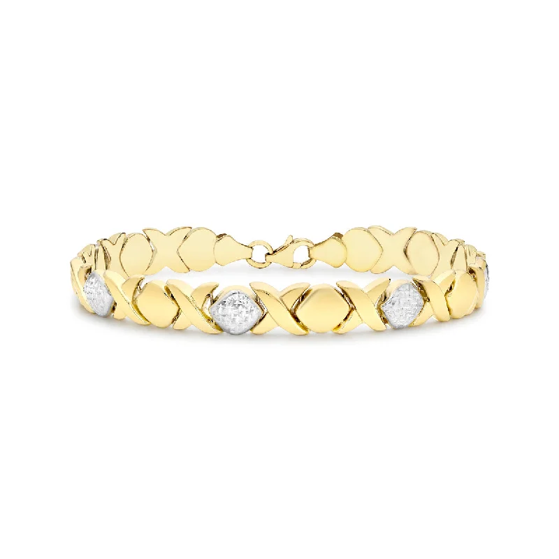 9K 2 Colour Gold Hug & Kiss Bracelet/ 7.5'