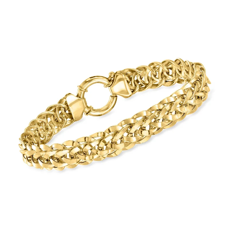 Ross-Simons 18kt Gold Over Sterling Wheat-Link Bracelet