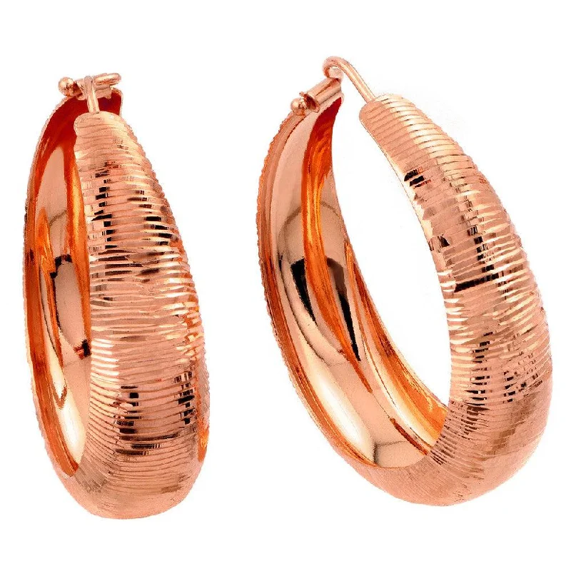 silver dangle earrings for women -Silver 925 Rose Gold Plated Hoop Earrings - ITE00080RGP