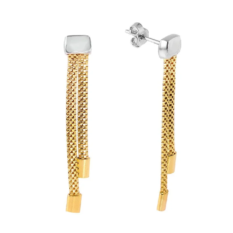 geometric stud earrings for women -Silver 925 Gold Plated Dangling Earrings - ITE00067GP