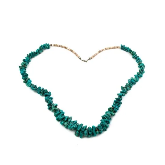 birthday gift necklaces for women -Stunning Turquoise Nugget x Olive Shell Heishi Necklace