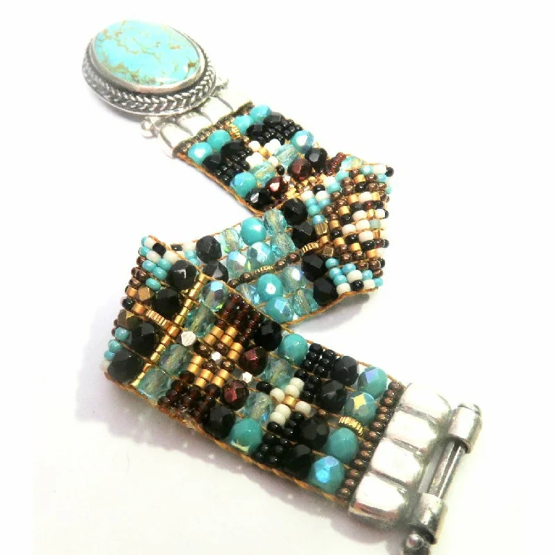 Chili Rose Mini Aragon Turquoise - Jet -Gold  Bracelet