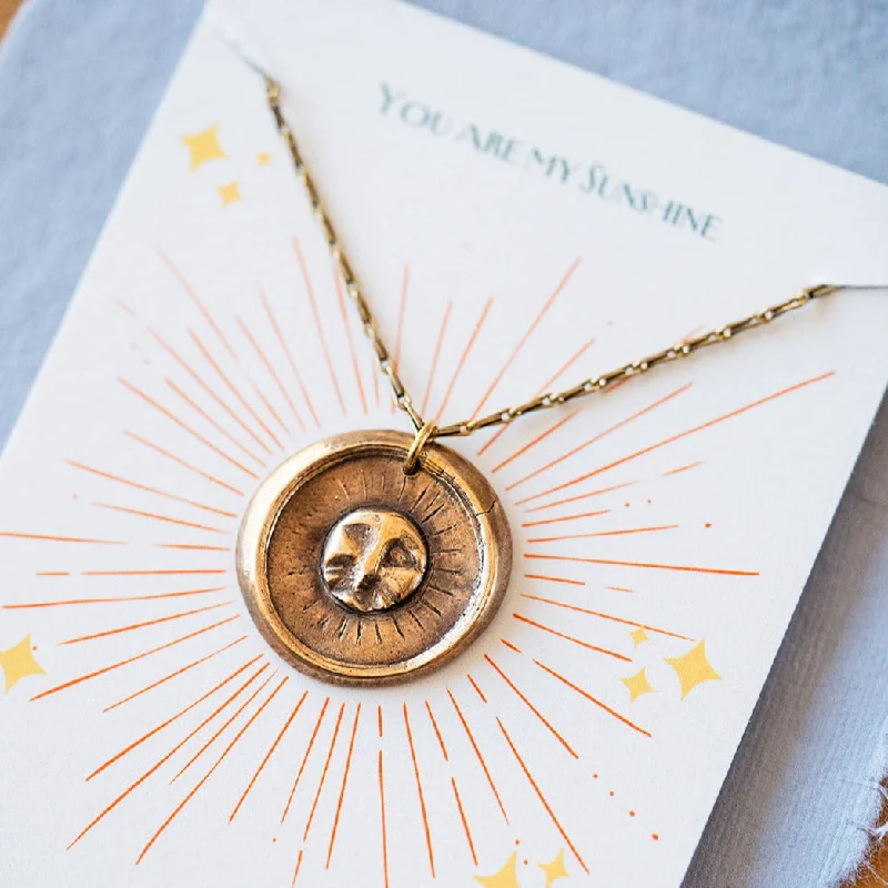 personalized engraved necklaces for women -"You Are My Sunshine" Button Necklace