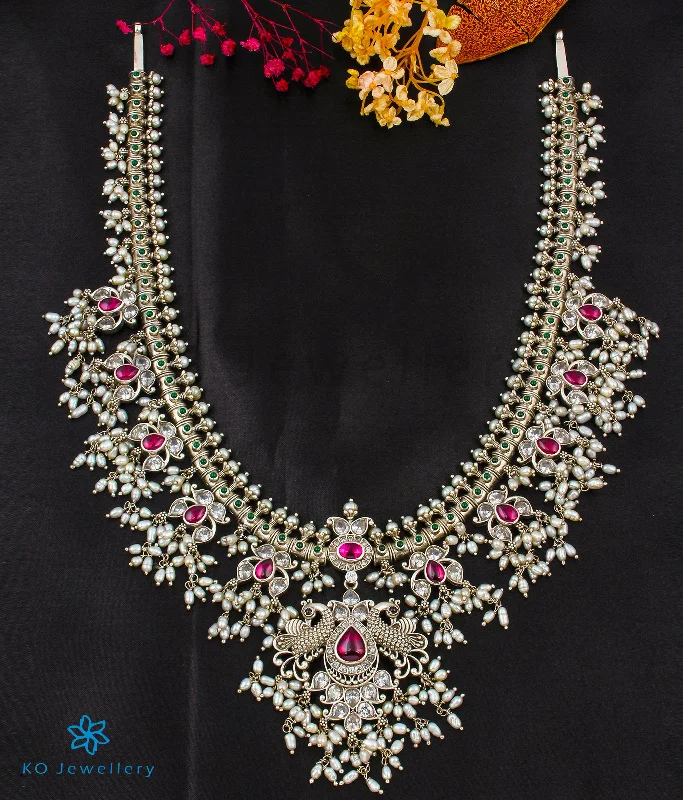 designer necklaces for women -The Uddalaka Silver Guttapusalu Necklace