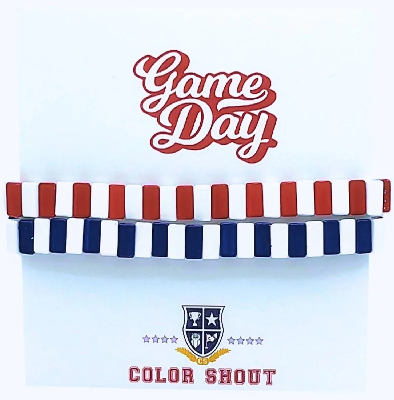 Unisex - Game Day: Team Colors Enamel Tile Double Stack Bracelet In Red/navy