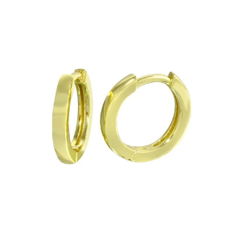 sparkling hoop earrings for women -Gold Plated 925 Sterling Silver huggie hoop Earring - STE01296-GP