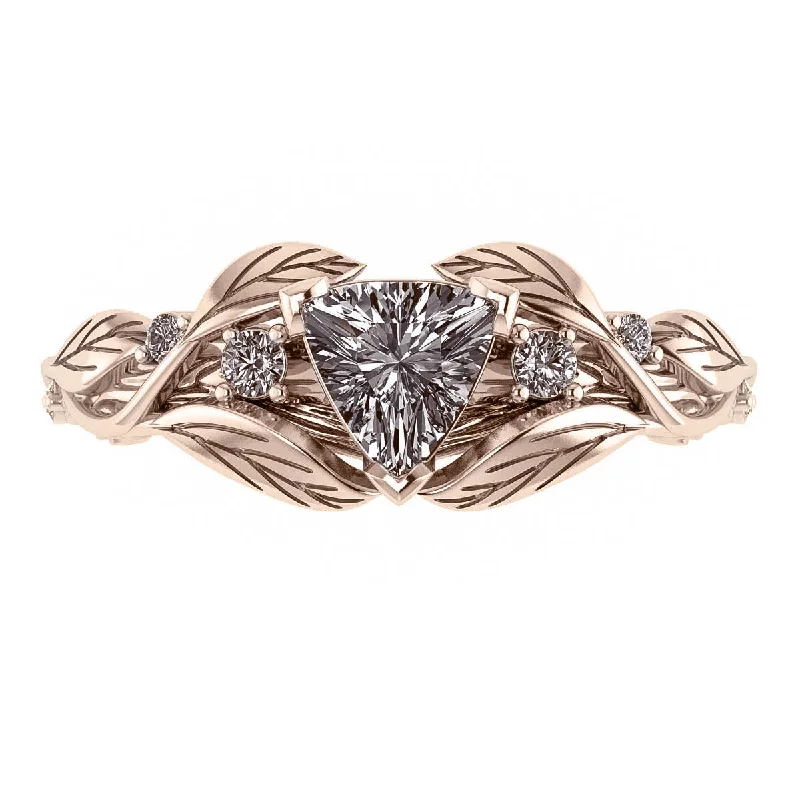 high-end engagement rings -Clematis | branch engagement ring setting, trillion gemstone with accents gemstones