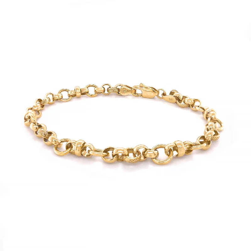 9K Yellow Gold Textured Belcher Bracelet 7.5"