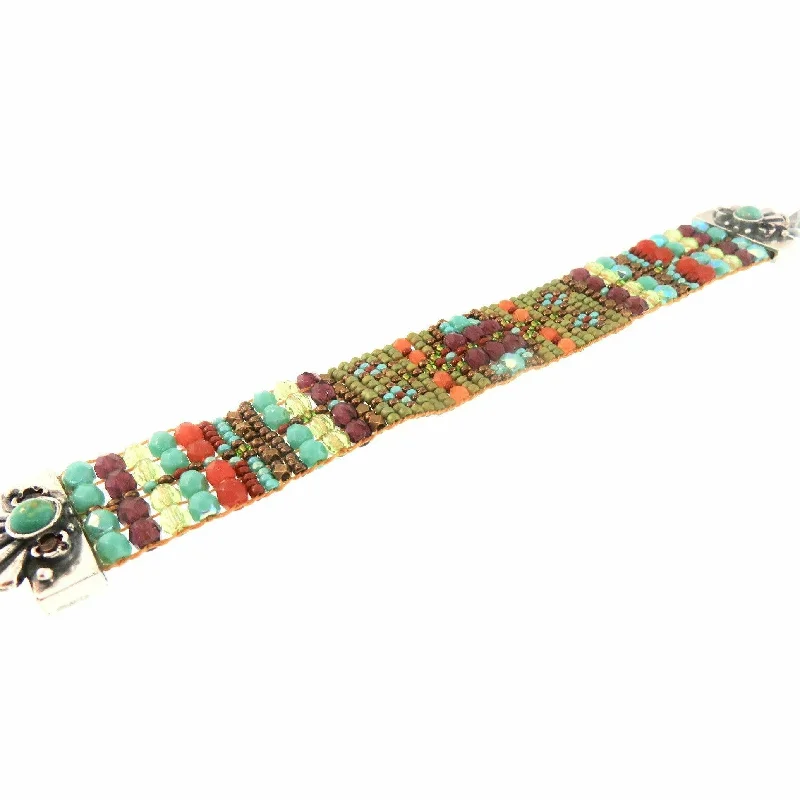 Chili Rose Olive Side Laurel  Turquoise Tip Bracelet