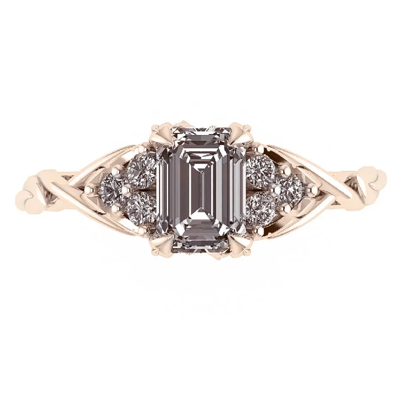 diamond wedding rings -Gloria | emerald cut engagement ring setting