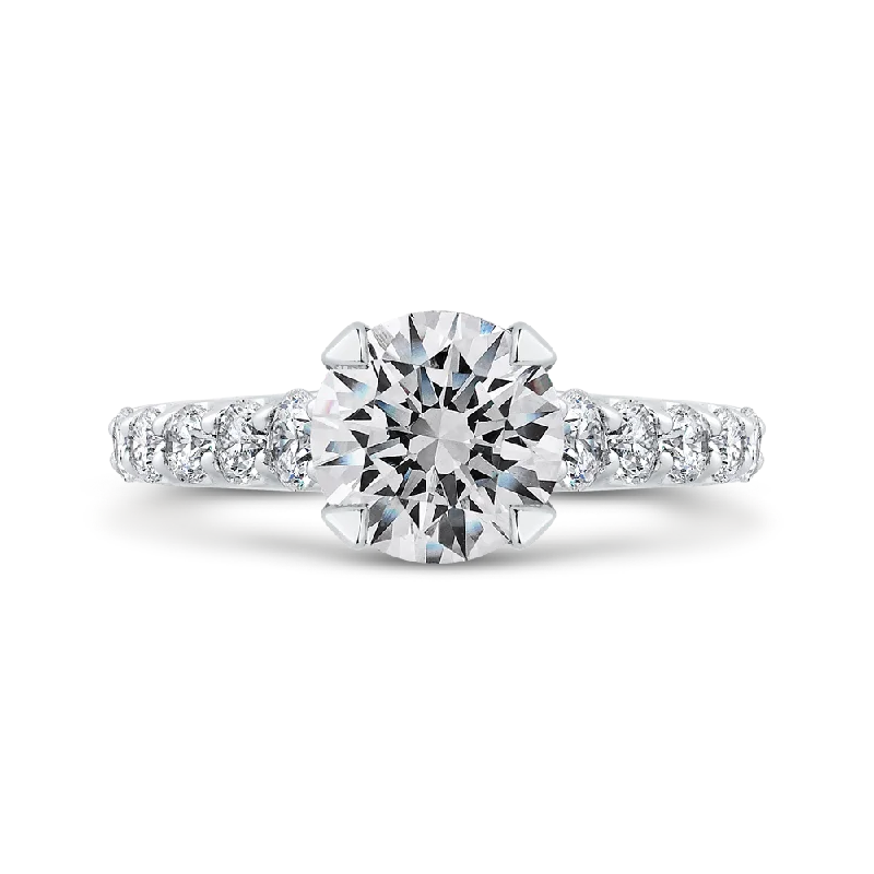 women’s vintage diamond engagement rings -Round Diamond Engagement Ring In 14K White Gold (Semi Mount)